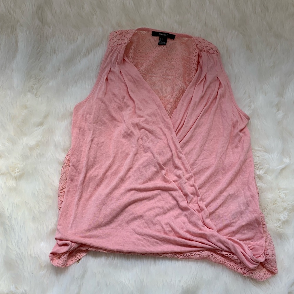Forever 21 pink shirt top see through back